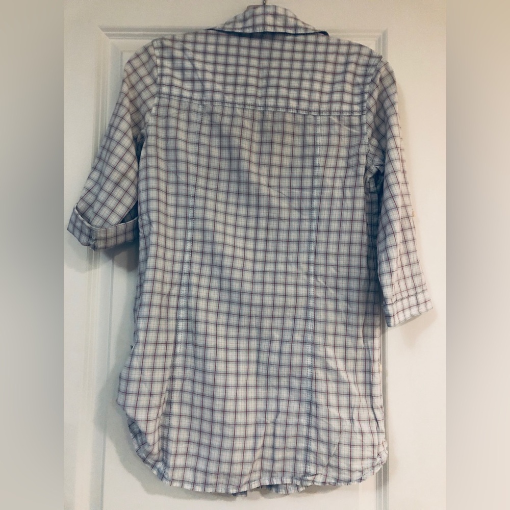 Plaid Button Down with Ruffle Trim - Picture 2 of 8